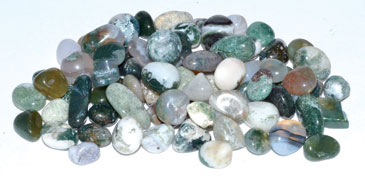 1 lb Agate, Moss tumbled chips 7-9mm