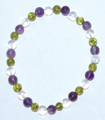 6mm Amethyst, Peridot, Quartz