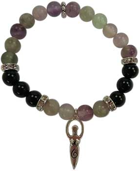 8mm Flourite/ Black Stone Goddess